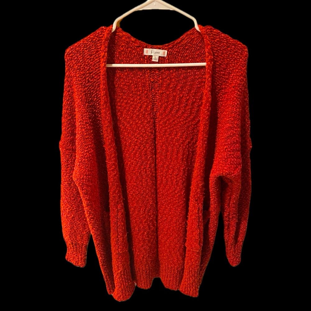 NWOT Red Popcorn Cardigan Sz L by L Love